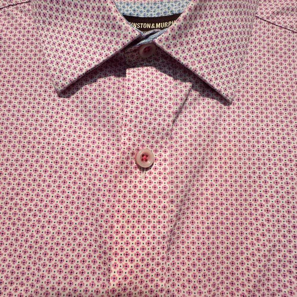 Johnston & Murphy Men's Pink and White Geometric Shirt